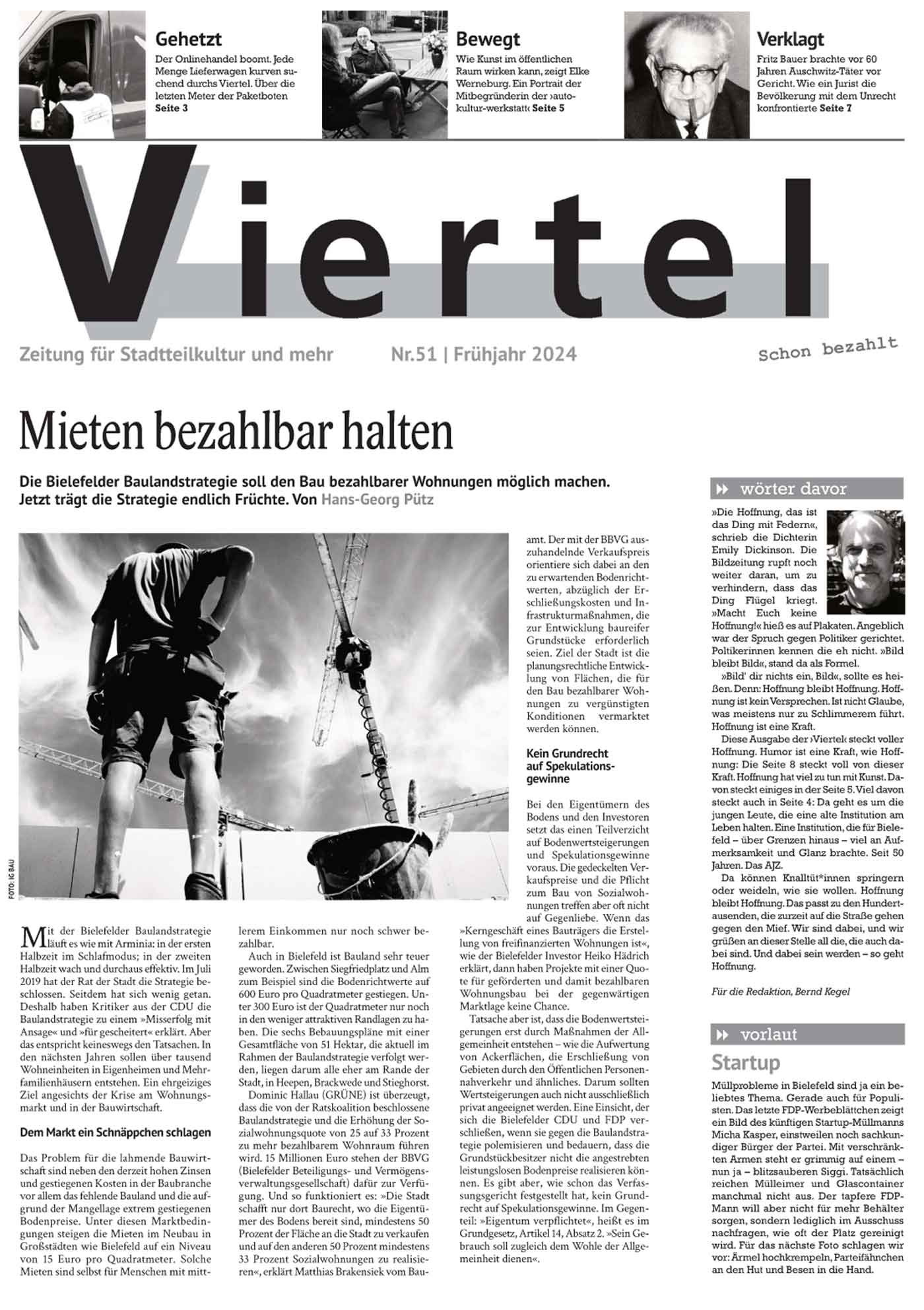 Die aktuelle Ausgabe der Stadtteilzeitung "Viertel"